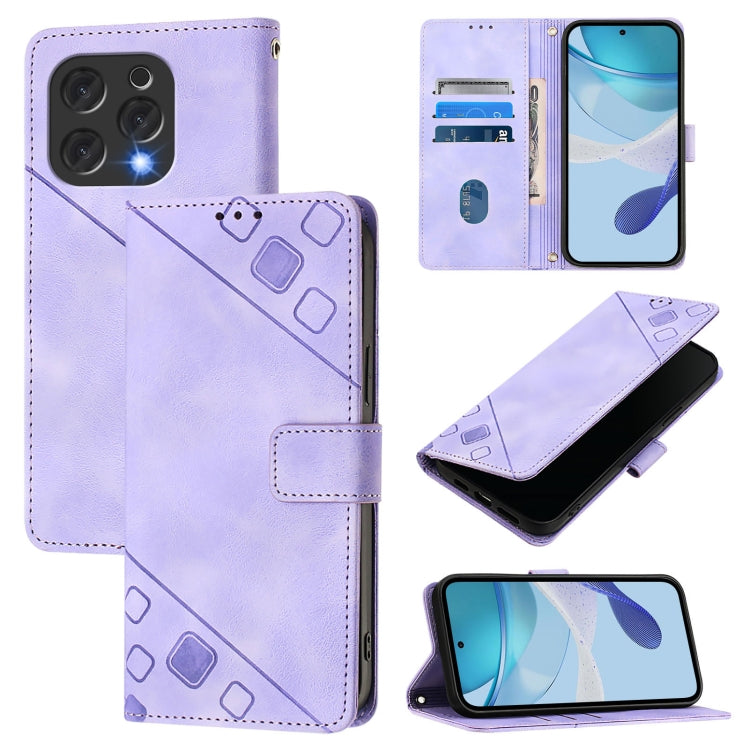 For Doogee N55 Plus Skin-feel Embossed Leather Phone Case(Light Purple) - Doogee Cases by PMC TechLife | Online Shopping South Africa | PMC TechLife | Buy Now Pay Later Mobicred