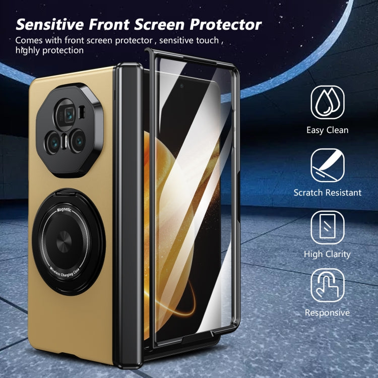 For Honor Magic V3 Gold Medal Rotating Folding Series Ring Holder Phone Case(Gold) - Honor Cases by PMC TechLife | Online Shopping South Africa | PMC TechLife | Buy Now Pay Later Mobicred