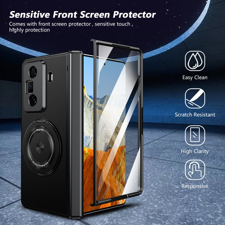 For Honor Magic Vs3 Gold Medal Rotating Folding Series Ring Holder Phone Case(Black) - Honor Cases by PMC TechLife | Online Shopping South Africa | PMC TechLife | Buy Now Pay Later Mobicred