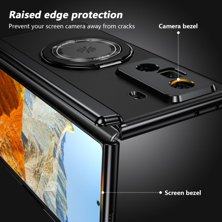 For Honor Magic Vs3 Gold Medal Rotating Folding Series Ring Holder Phone Case(Black) - Honor Cases by PMC TechLife | Online Shopping South Africa | PMC TechLife | Buy Now Pay Later Mobicred