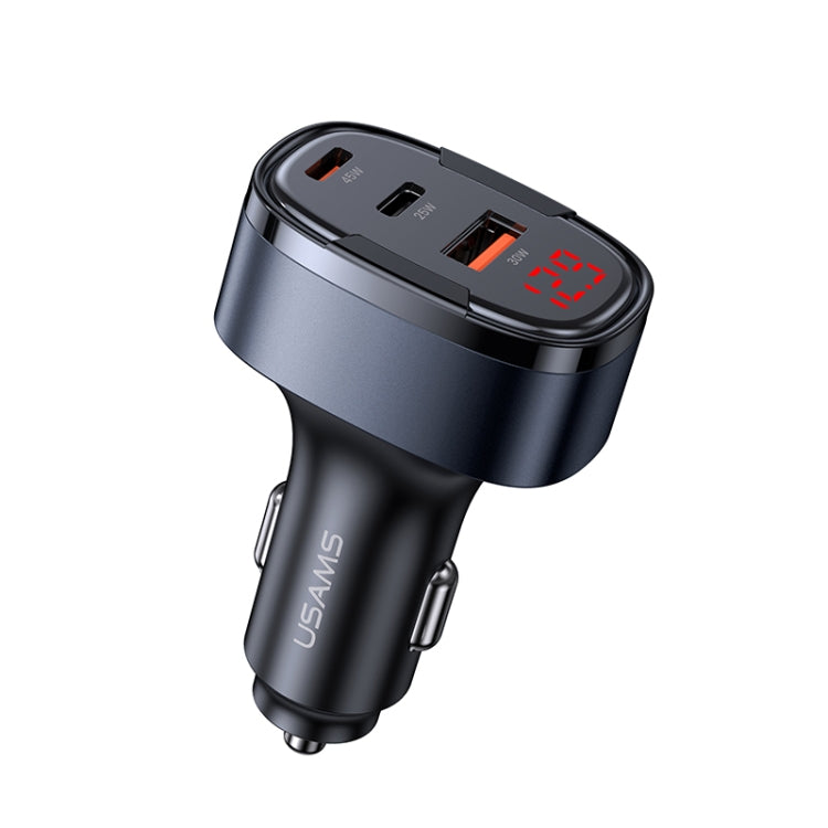 USAMS CC257 C42 100W USB, Type-C, 8 Pin Three Ports Car Fast Charger(Black) - Car Charger by USAMS | Online Shopping South Africa | PMC Jewellery | Buy Now Pay Later Mobicred