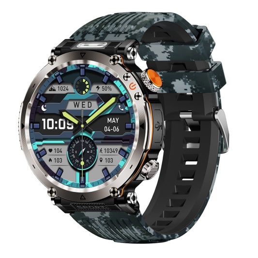 HT30 1.7 inch IP68 Waterproof Camouflage Silicone Band Smart Watch, Support Flashlight / Banknote Detector Light / Compass(Blue) - Smart Wristbands by PMC Jewellery | Online Shopping South Africa | PMC Jewellery | Buy Now Pay Later Mobicred