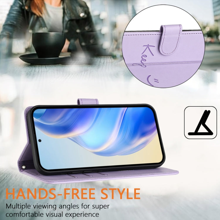 For Doogee N55 Plus Smile Embossing RFID Leather Phone Case(Light Purple) - Doogee Cases by PMC TechLife | Online Shopping South Africa | PMC TechLife | Buy Now Pay Later Mobicred