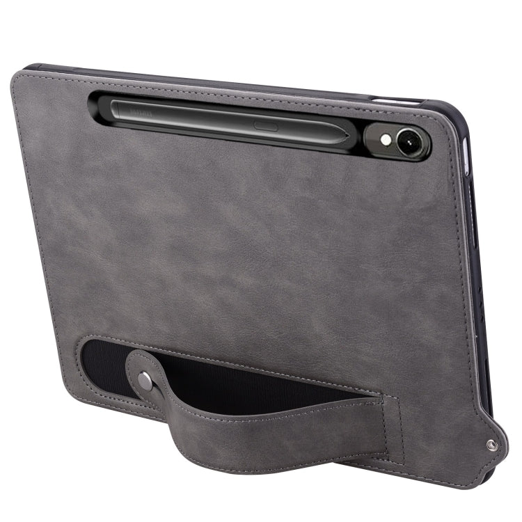 For Samsung Galaxy Tab S10 / S9 / S8 / S7 TPU Leather Back Tablet Case with Wristband(Grey) - Tab S10 Cases by PMC Jewellery | Online Shopping South Africa | PMC Jewellery | Buy Now Pay Later Mobicred