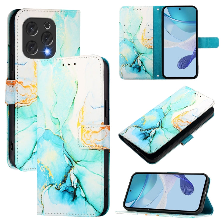 For Doogee N55 Plus PT003 Marble Pattern Flip Leather Phone Case(Green) - More Brand by PMC TechLife | Online Shopping South Africa | PMC TechLife | Buy Now Pay Later Mobicred
