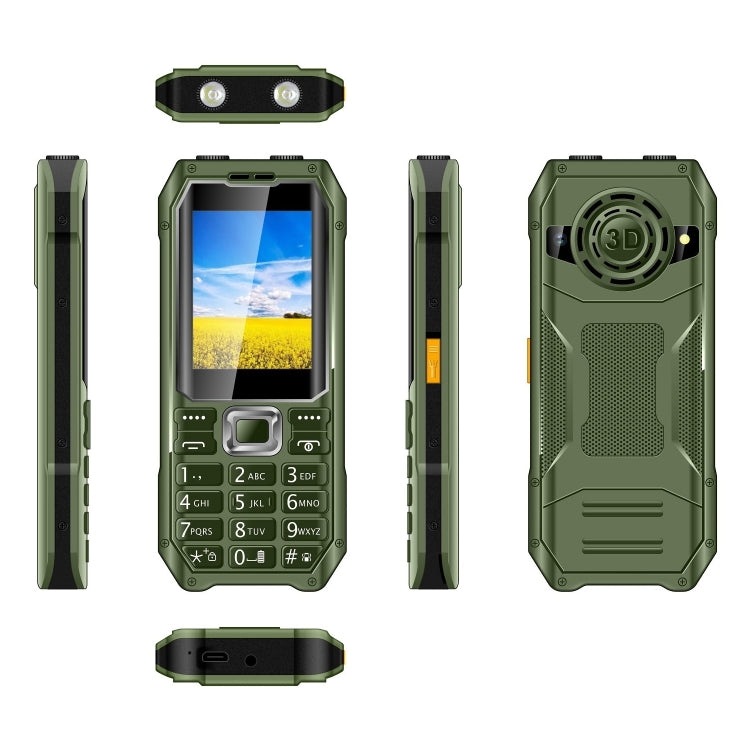 Q6000 Elder Keypad Phone, 2.4 inch, 6800mAh, Dual Flashlights, 21 Keys, SOS, FM, Dual SIM, GSM, Plug:EU Plug(Green) - Others by PMC Jewellery | Online Shopping South Africa | PMC Jewellery | Buy Now Pay Later Mobicred