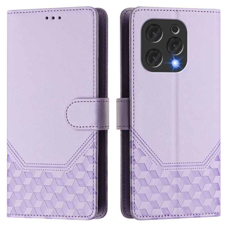 For Doogee N55 Plus Honeycomb Embossing RFID Leather Phone Case(Light Purple) - More Brand by PMC TechLife | Online Shopping South Africa | PMC TechLife | Buy Now Pay Later Mobicred