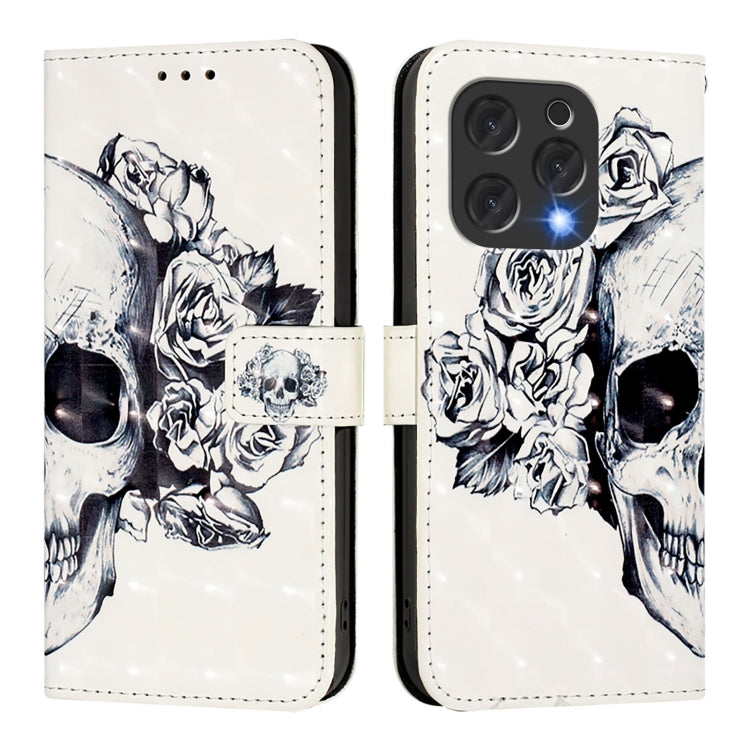 For Doogee N55 Plus 3D Painting Horizontal Flip Leather Phone Case(Skull) - More Brand by PMC TechLife | Online Shopping South Africa | PMC TechLife | Buy Now Pay Later Mobicred