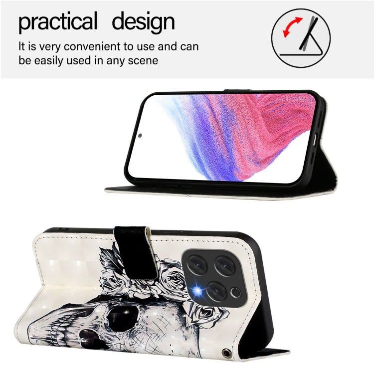 For Doogee N55 Plus 3D Painting Horizontal Flip Leather Phone Case(Skull) - More Brand by PMC TechLife | Online Shopping South Africa | PMC TechLife | Buy Now Pay Later Mobicred