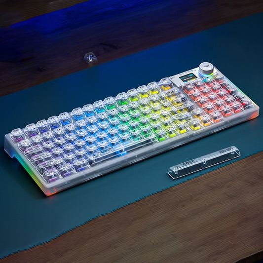 AULA F98 Pro 99 Keys Wired/2.4G/Bluetooth Three Model RGB Mechanical Keyboard, Shaft:Ice Crystal Shaft(Transparent White) - Wireless Keyboard by AULA | Online Shopping South Africa | PMC Jewellery | Buy Now Pay Later Mobicred