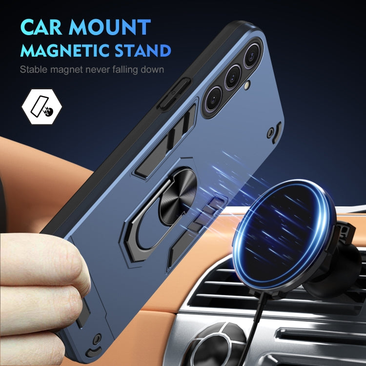 For Samsung Galaxy S25+ 5G Shockproof Metal Ring Holder Phone Case(Blue) - Galaxy S25+ 5G Cases by PMC Jewellery | Online Shopping South Africa | PMC Jewellery | Buy Now Pay Later Mobicred