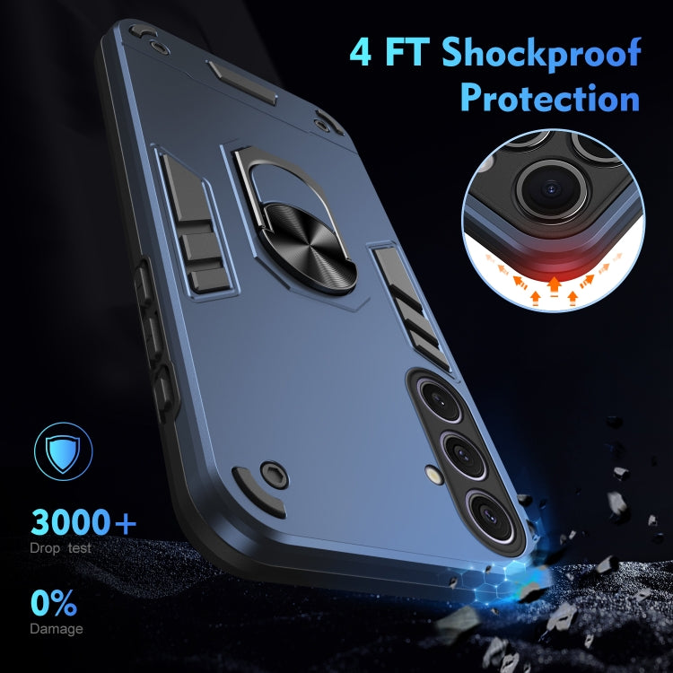 For Samsung Galaxy S25+ 5G Shockproof Metal Ring Holder Phone Case(Blue) - Galaxy S25+ 5G Cases by PMC Jewellery | Online Shopping South Africa | PMC Jewellery | Buy Now Pay Later Mobicred