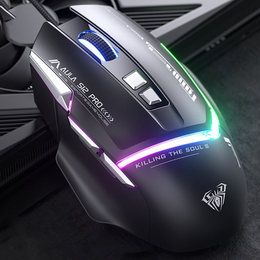 AULA S12 Pro 12800DPI Wired RGB Gaming Mouse(Black) - Wired Mice by AULA | Online Shopping South Africa | PMC Jewellery | Buy Now Pay Later Mobicred