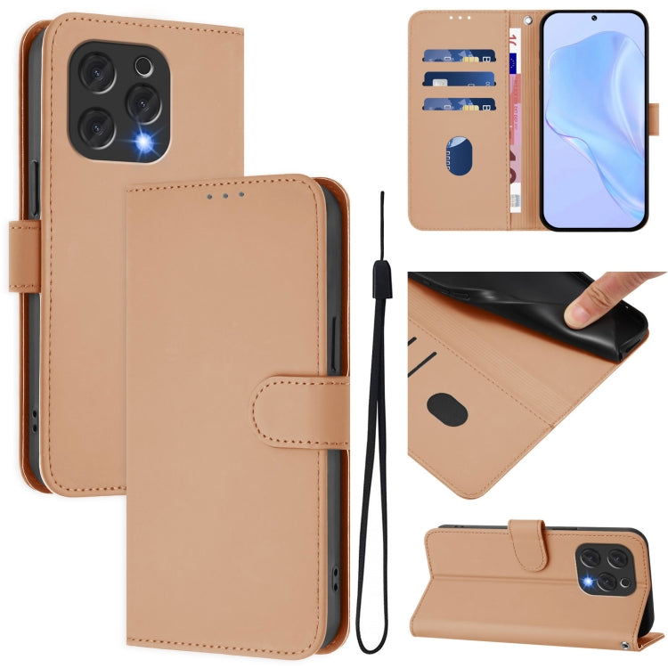 For Doogee N55 Plus Skin Feel Solid Color Leather Phone Case with Lanyard(Nude) - Doogee Cases by PMC TechLife | Online Shopping South Africa | PMC TechLife | Buy Now Pay Later Mobicred