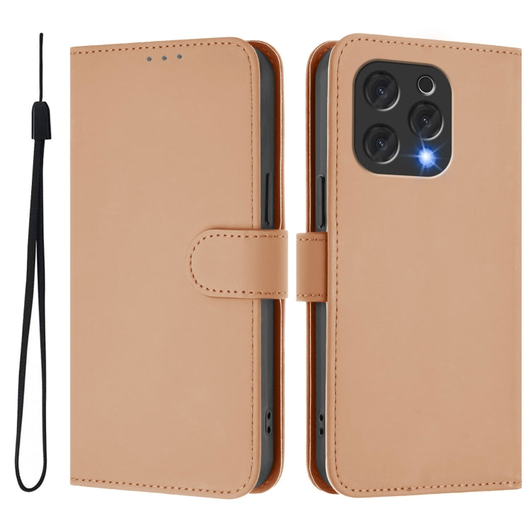 For Doogee N55 Plus Skin Feel Solid Color Leather Phone Case with Lanyard(Nude) - Doogee Cases by PMC TechLife | Online Shopping South Africa | PMC TechLife | Buy Now Pay Later Mobicred