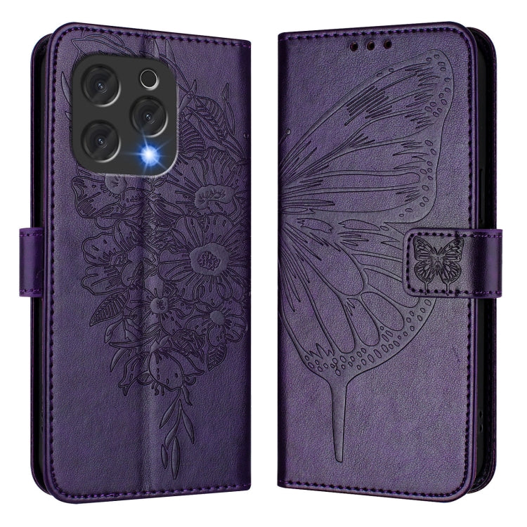 For Doogee N55 Plus Embossed Butterfly Leather Phone Case(Dark Purple) - Doogee Cases by PMC TechLife | Online Shopping South Africa | PMC TechLife | Buy Now Pay Later Mobicred