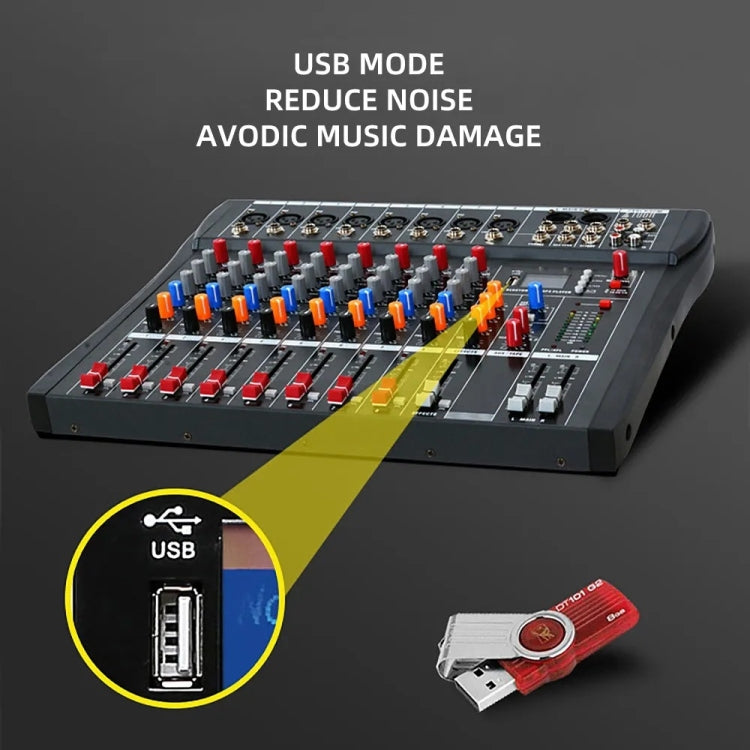 XTUGA CT80X 8-Channels Audio Mixer DJ Mixing Console with 48V Power Supply(AU Plug) - Live Sound Effects Processors by XTUGA | Online Shopping South Africa | PMC TechLife | Buy Now Pay Later Mobicred