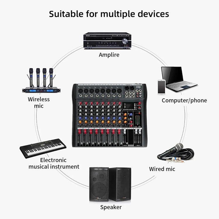 XTUGA CT80X 8-Channels Audio Mixer DJ Mixing Console with 48V Power Supply(AU Plug) - Live Sound Effects Processors by XTUGA | Online Shopping South Africa | PMC TechLife | Buy Now Pay Later Mobicred