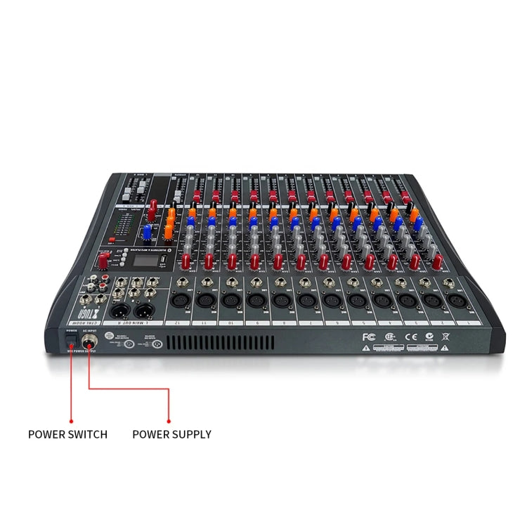 XTUGA CT120X 12-Channels Audio Mixer DJ Mixing Console with 48V Power Supply(EU Plug) - Live Sound Effects Processors by XTUGA | Online Shopping South Africa | PMC TechLife | Buy Now Pay Later Mobicred
