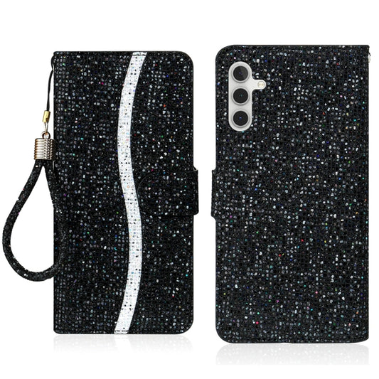 For Samsung Galaxy S25+ 5G Glitter Powder Filp Leather Phone Case(Black) - Galaxy S25+ 5G Cases by PMC Jewellery | Online Shopping South Africa | PMC Jewellery | Buy Now Pay Later Mobicred