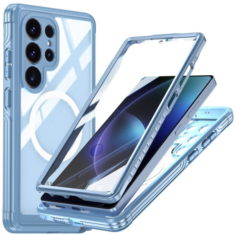 For Samsung Galaxy S25 Ultra 5G Tempered Glass MagSafe Phone Case(Sky Blue) - Galaxy S25 Ultra 5G Cases by PMC Jewellery | Online Shopping South Africa | PMC Jewellery | Buy Now Pay Later Mobicred