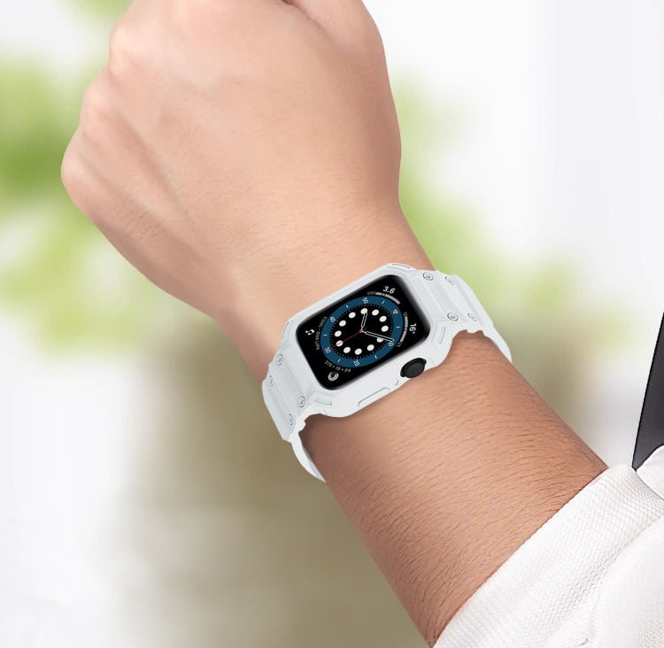 For Apple Watch Series 10 46mm Armor TPU Case Integrated Watch Band(White) - Watch Cases by PMC Jewellery | Online Shopping South Africa | PMC Jewellery | Buy Now Pay Later Mobicred