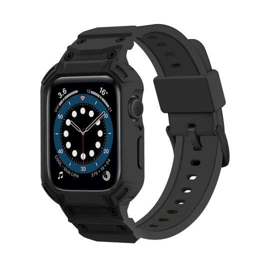 For Apple Watch Series 10 42mm Armor TPU Case Integrated Watch Band(Black) - Watch Cases by PMC Jewellery | Online Shopping South Africa | PMC Jewellery | Buy Now Pay Later Mobicred