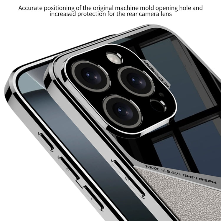 For iPhone 16 Pro Max GKK Leather Electroplating Supersonic Speed Shockproof Phone Case(White) - free shipping - PMC Jewellery - Order now!
