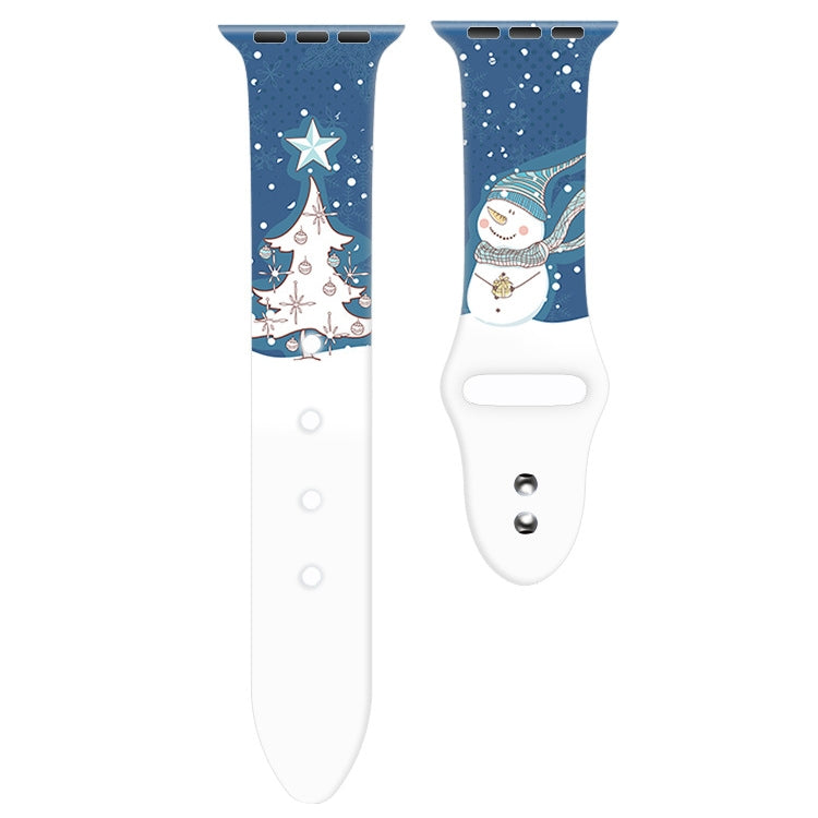 For Apple Watch 46mm / 49mm / 45mm / 44mm Christmas Pattern Silicone Watch Band(Snowman Tree) - free shipping - PMc TechLife - Order now!