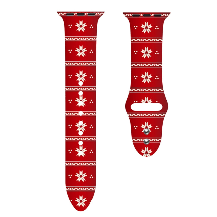 For Apple Watch 42mm / 41mm / 40mm / 38mm Christmas Pattern Silicone Watch Band(Sakura Red) - free shipping - PMc TechLife - Order now!