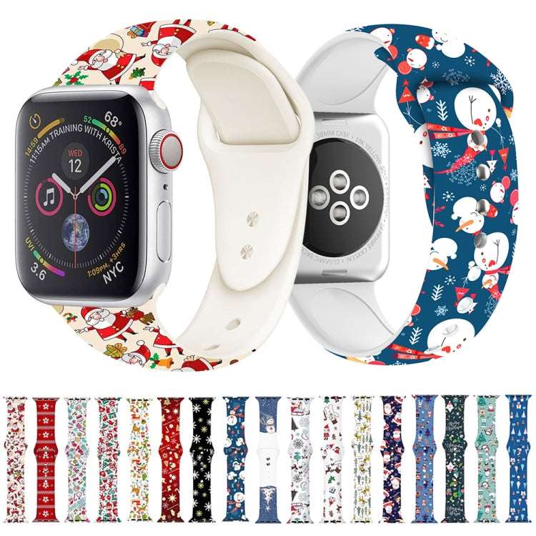 For Apple Watch 46mm / 49mm / 45mm / 44mm Christmas Pattern Silicone Watch Band(Snowman Tree) - free shipping - PMc TechLife - Order now!