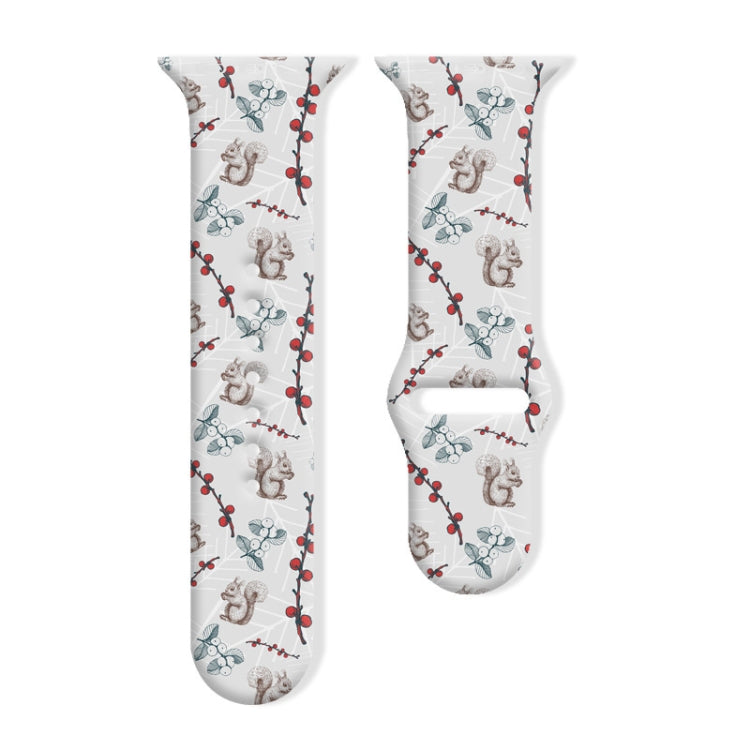 For Apple Watch 46mm / 49mm / 45mm / 44mm Christmas Pattern Reverse Buckle Silicone Watch Band(Squirrel) - free shipping - PMc TechLife - Order now!