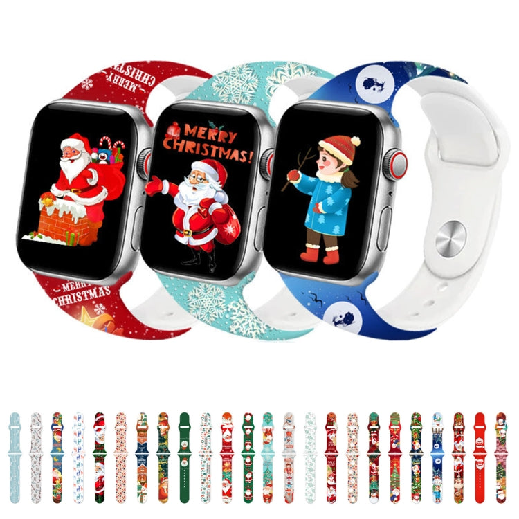 For Apple Watch 46mm / 49mm / 45mm / 44mm Christmas Pattern Reverse Buckle Silicone Watch Band(Deers) - free shipping - PMc TechLife - Order now!