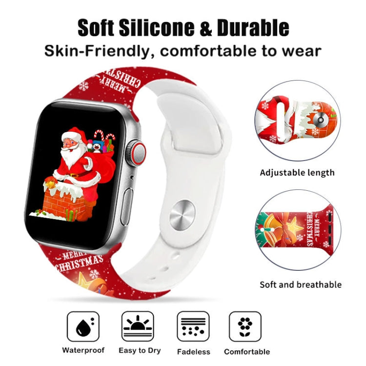 For Apple Watch 42mm / 41mm / 40mm / 38mm Christmas Pattern Reverse Buckle Silicone Watch Band(Deers) - free shipping - PMc TechLife - Order now!