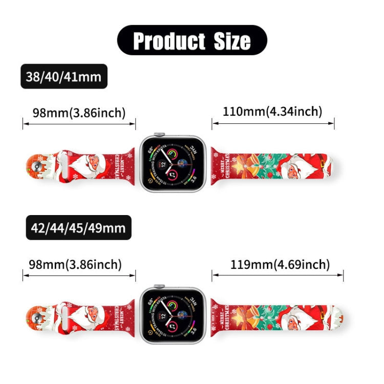 For Apple Watch 46mm / 49mm / 45mm / 44mm Christmas Pattern Reverse Buckle Silicone Watch Band(Deers) - free shipping - PMc TechLife - Order now!
