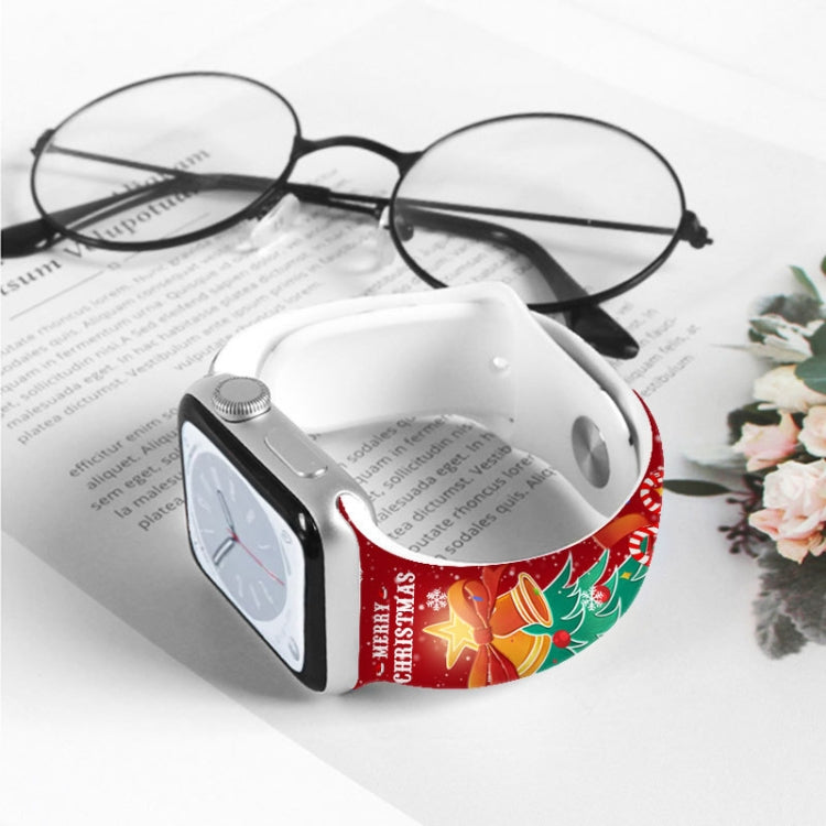 For Apple Watch 46mm / 49mm / 45mm / 44mm Christmas Pattern Reverse Buckle Silicone Watch Band(Deers) - free shipping - PMc TechLife - Order now!