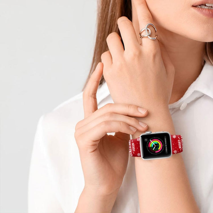 For Apple Watch 42mm / 41mm / 40mm / 38mm Christmas Pattern Reverse Buckle Silicone Watch Band(Fox) - free shipping - PMc TechLife - Order now!