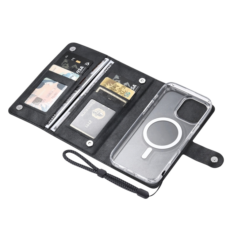 For iPhone 16 Pro Max ViLi GVS-C Series MagSafe Magnetic RFID Leather Flip Phone Case(Black) - free shipping - PMC Jewellery - Order now!