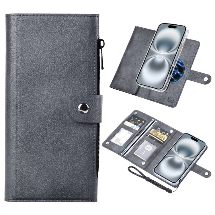 For iPhone 16 ViLi GVS-C Series MagSafe Magnetic RFID Leather Flip Phone Case(Grey) - free shipping - PMC Jewellery - Order now!