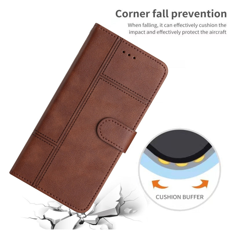 For Samsung Galaxy S25 5G Cowhide Texture Stitching Leather Phone Case(Coffee) - Galaxy S25 5G Cases by PMC Jewellery | Online Shopping South Africa | PMC Jewellery | Buy Now Pay Later Mobicred
