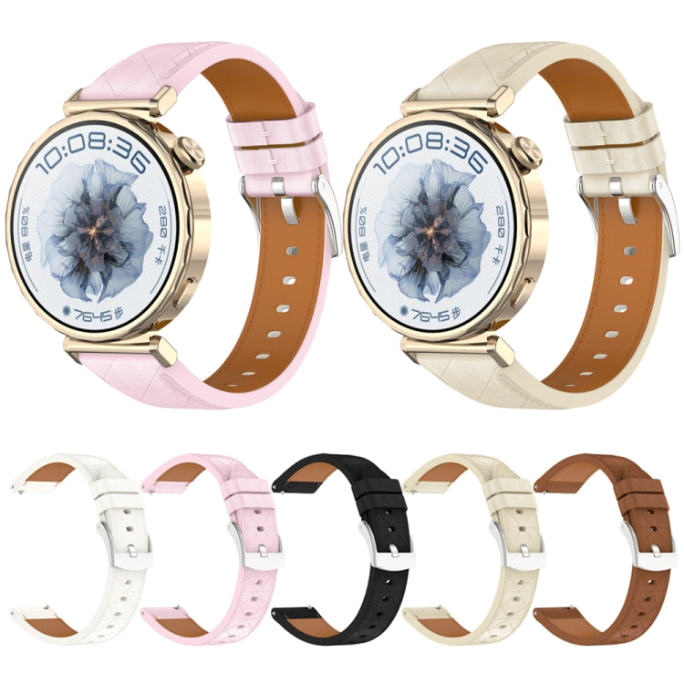 18mm Square Leather Silver Buckle Watch Band(White) - 18mm Bands by PMc TechLife | Online Shopping South Africa | PMc TechLife | Buy Now Pay Later Mobicred