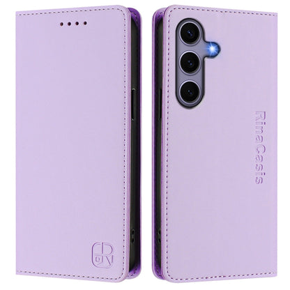 For Samsung Galaxy S24 / S25 5G RC01 Dual-Folded Magnetic Suction RFID Leather Phone Case(Light Purple) - Galaxy S25 5G Cases by PMC Jewellery | Online Shopping South Africa | PMC Jewellery | Buy Now Pay Later Mobicred