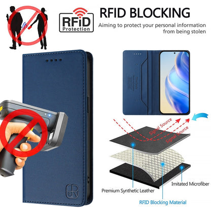 For Samsung Galaxy S25 Ultra 5G RC01 Dual-Folded Magnetic Suction RFID Leather Phone Case(Dark Blue) - Galaxy S25 Ultra 5G Cases by PMC Jewellery | Online Shopping South Africa | PMC Jewellery | Buy Now Pay Later Mobicred