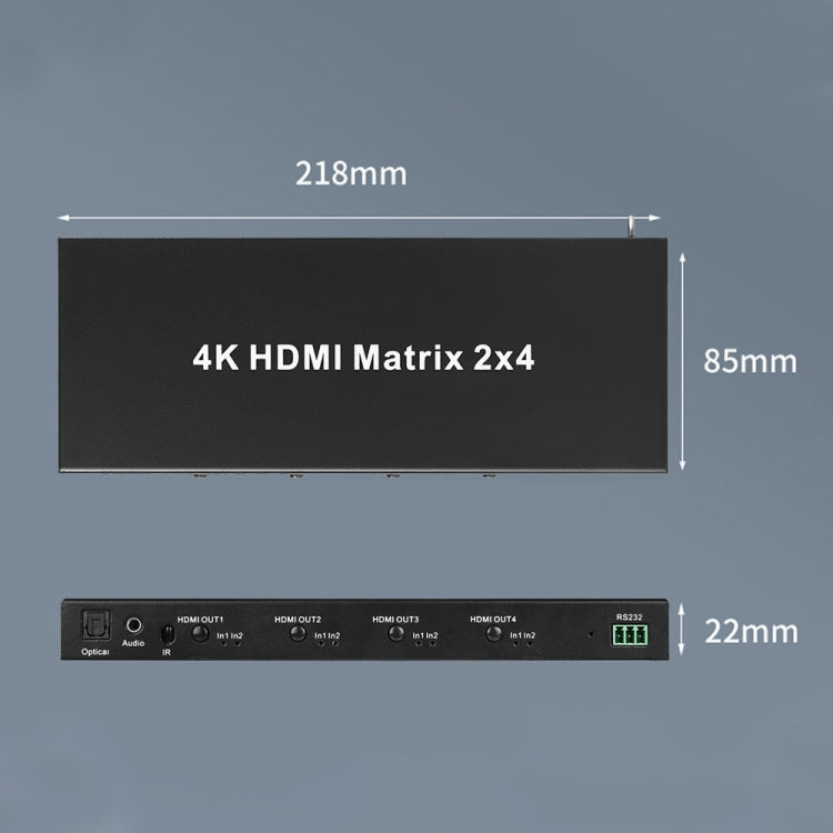 Measy MT4324 4K 30Hz 2 In 4 Out HDMI Matrix Switch Support Seamless Switching, EU Plug(Black) - free shipping - PMC TechLife - Order now!