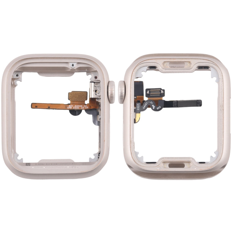 For Apple Watch Series 7 / 8 / 9 45MM GPS Aluminium Alloy Middle Frame Bezel Plate with Crown Spin Axis Flex Cable(Starlight) - Middle Frame by PMC TechLife | Online Shopping South Africa | PMC TechLife | Buy Now Pay Later Mobicred