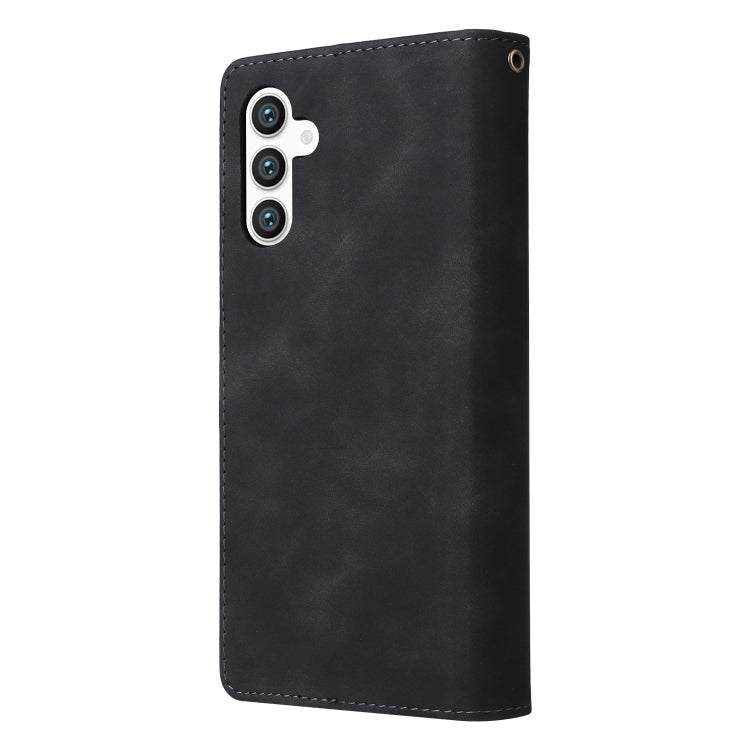 For Samsung Galaxy S25 5G Multifunctional Frosted Zipper Wallet Leather Phone Case(Black) - Galaxy S25 5G Cases by PMC Jewellery | Online Shopping South Africa | PMC Jewellery | Buy Now Pay Later Mobicred