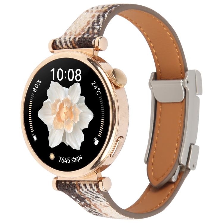 22mm Universal Slim Magnetic Buckle Napped Fabric Leather Watch Band(Brown) - free shipping - PMc TechLife - Order now!