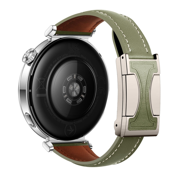 18mm Universal Slim Magnetic Buckle Genuine Leather Watch Band(Plain Weave Green) - free shipping - PMc TechLife - Order now!