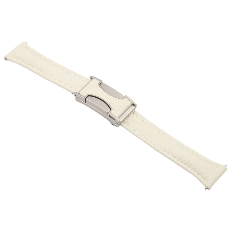 20mm Universal Slim Magnetic Buckle Genuine Leather Watch Band(Beige) - free shipping - PMc TechLife - Order now!