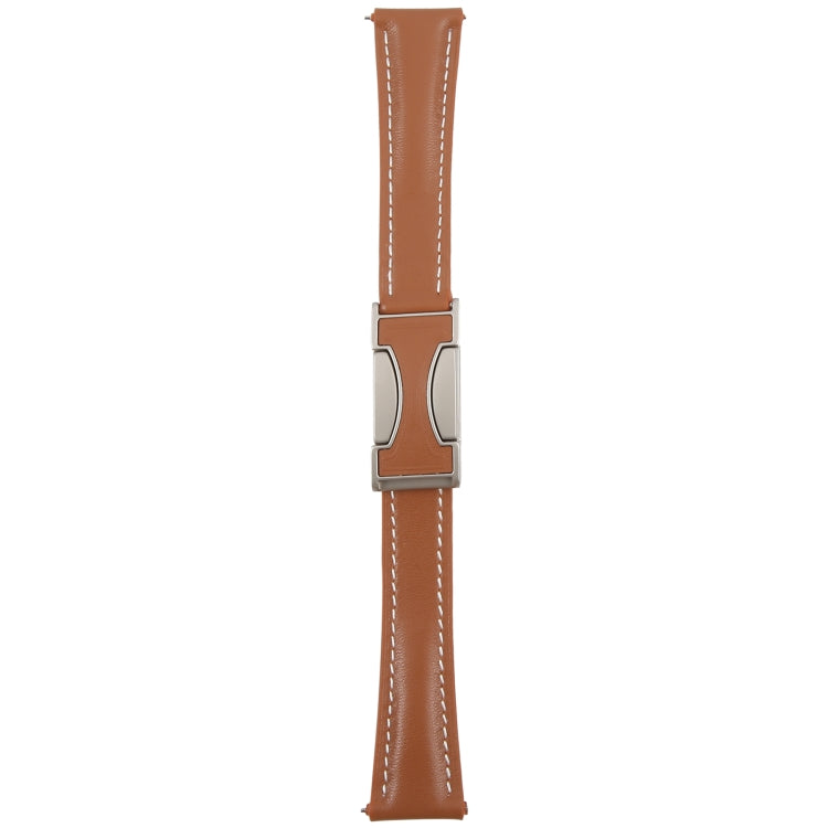 20mm Universal Slim Magnetic Buckle Genuine Leather Watch Band(Plain Weave Brown) - free shipping - PMc TechLife - Order now!
